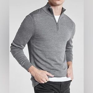Express SOLID MERINO WOOL QUARTER ZIP MOCK NECK SWEATER Small